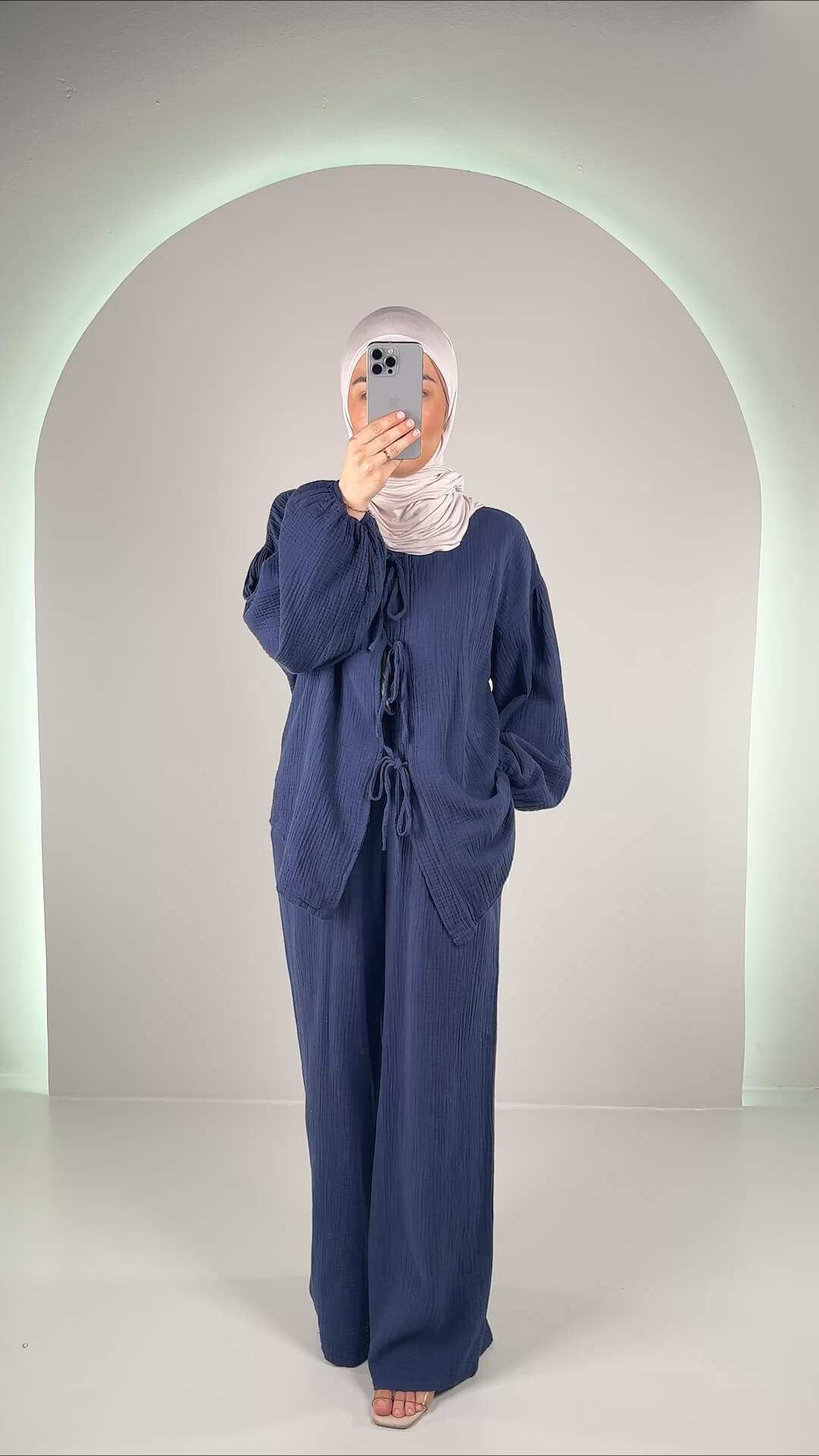 Aria Musselin Zweiteiler Dunkelblau