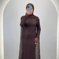 Robe de soirée Liora marron avec Hijab