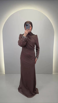 Robe de soirée Rozan Marron