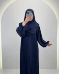 Hifaya Abaya Set Khimar ile Koyu Mavi