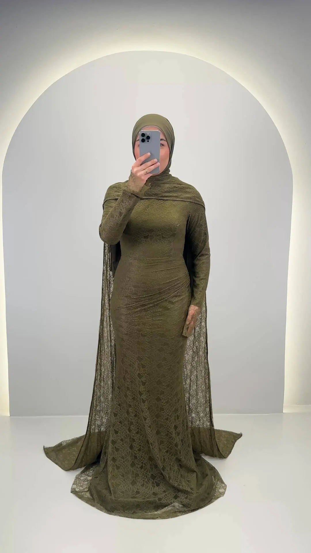Robe de soirée Liora Verte avec Hijab