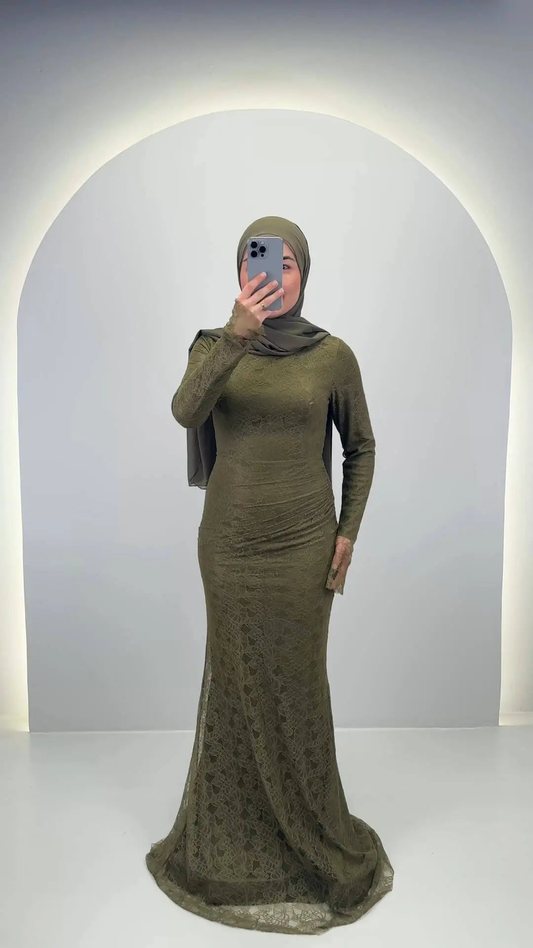 Robe de soirée Liora Verte avec Hijab