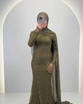 <tc>L</tc>iora Evening Dress Green <tc>with</tc> <tc>HIJAB</tc>