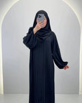 Hifaya Abaya Set Khimar ile Siyah